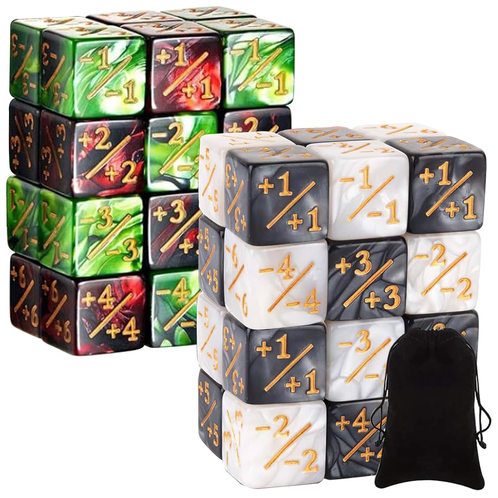 48 Dadi D6 Per Magic The Gathering – Token Di Fedeltà, Neri E Bianchi, Per Giochi Di Carte E Da Tavolo