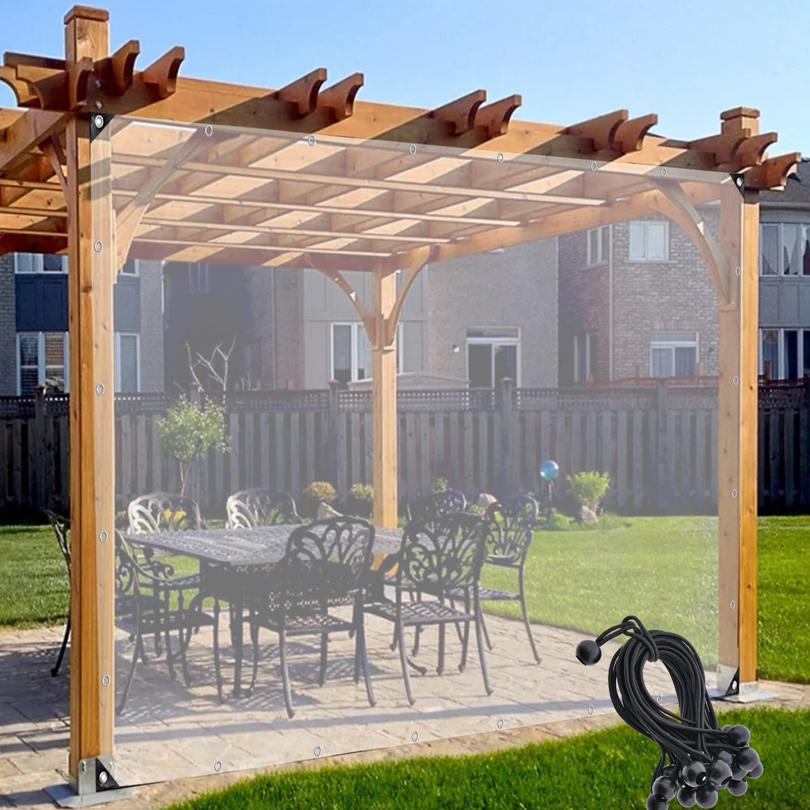 Rideaux en plastique PE de pergola pour protéger les parois latérales de porche