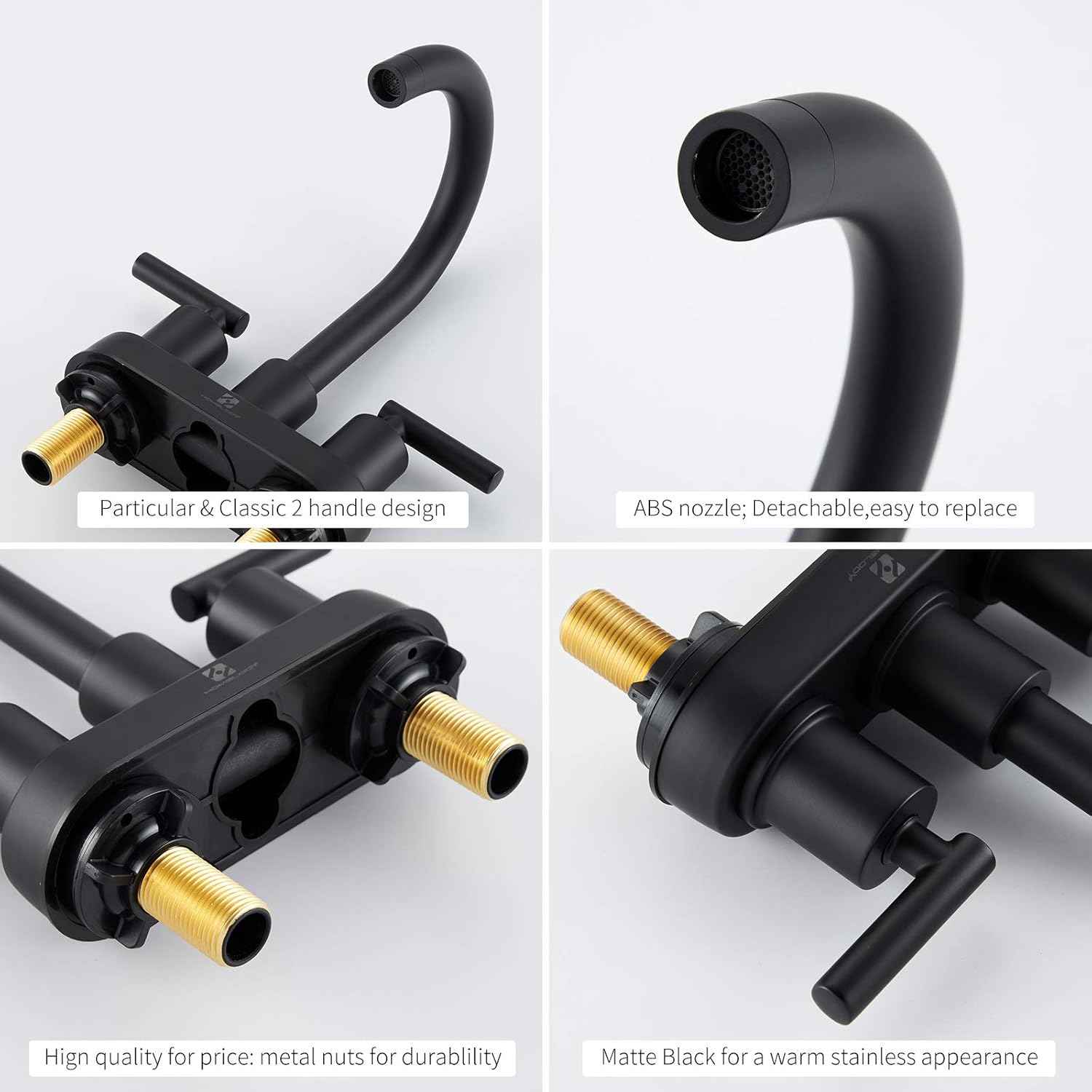 Exclusive Discount 90% Price HOMELODY Bathroom Faucet Matte Black 2 Handles Bathroom Faucet 4-Inch Centerset Bathroom Faucet 2 or 3 Holes, 360°Swivel Spout Lavatory Faucet with Pop-up Drain Assembly