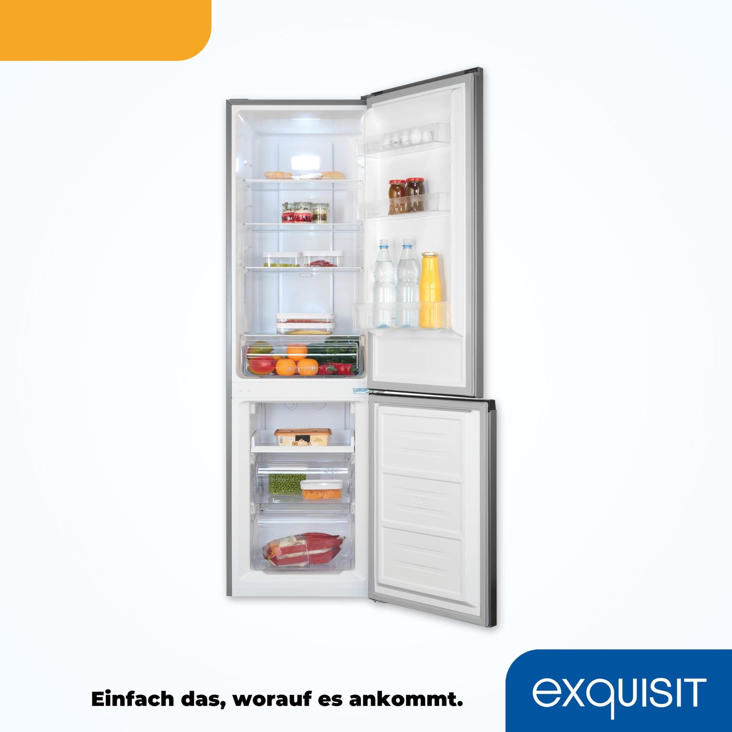 Exquisit Kühl-Gefrierkombination No-Frost 253 L, Inox, Klasse C