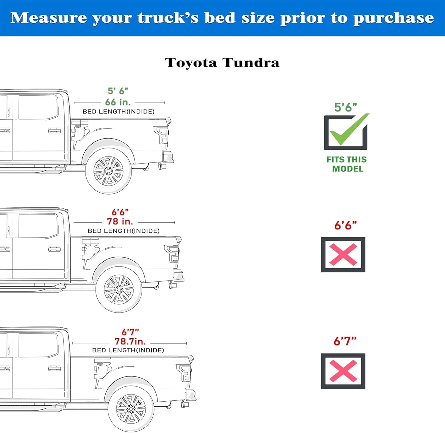 Toptiny Low Profile Flip Up Truck Bed Tonneau Cover Fits 2022-2026 Toyota Tundra 5'6" Bed (66.7")