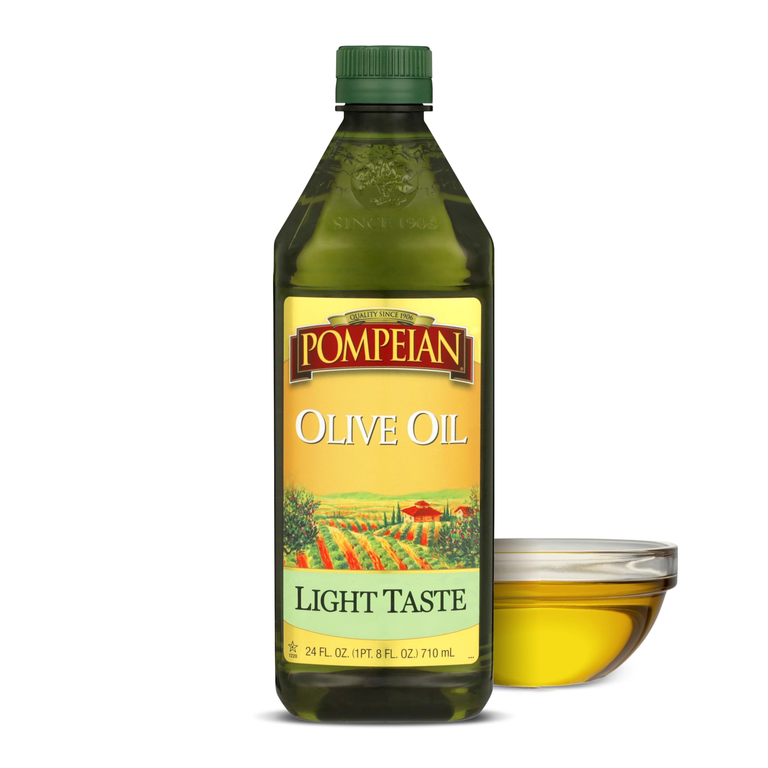 Pompeian Light Taste Olive Oil, High Heat Cooking, Baking & Sauteing, High Smoke Point, 24 Fl Oz