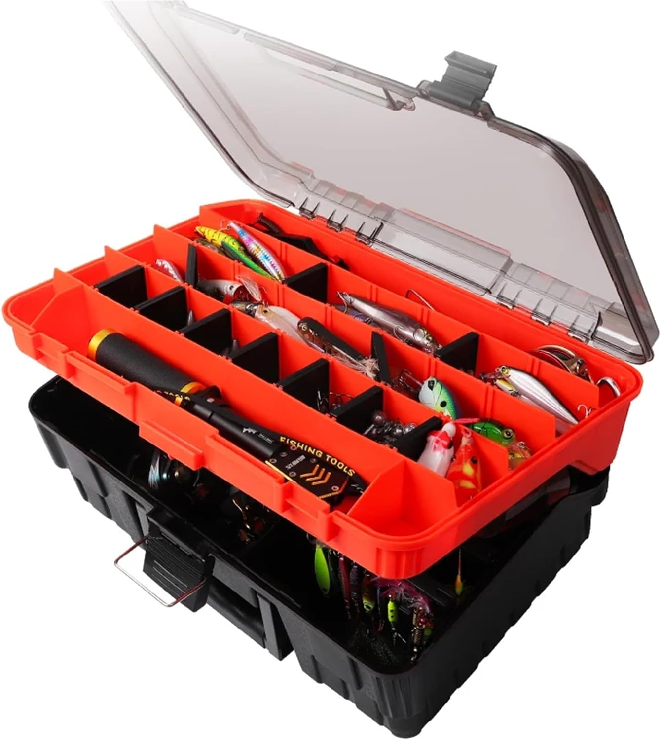 Thickened Anti-Pressure High-Density Large-Capacity Portable Multifunctional Fishing Tackle Box(2 Layer Yellow Green)