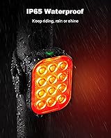 Vista 5 de Luz Trasera de Bicicleta [Paquete de 2], Luz Trasera Recargable por USB para Conducción Nocturna, 6 Modos de Luz, IP65 Impermeable y Resistente a