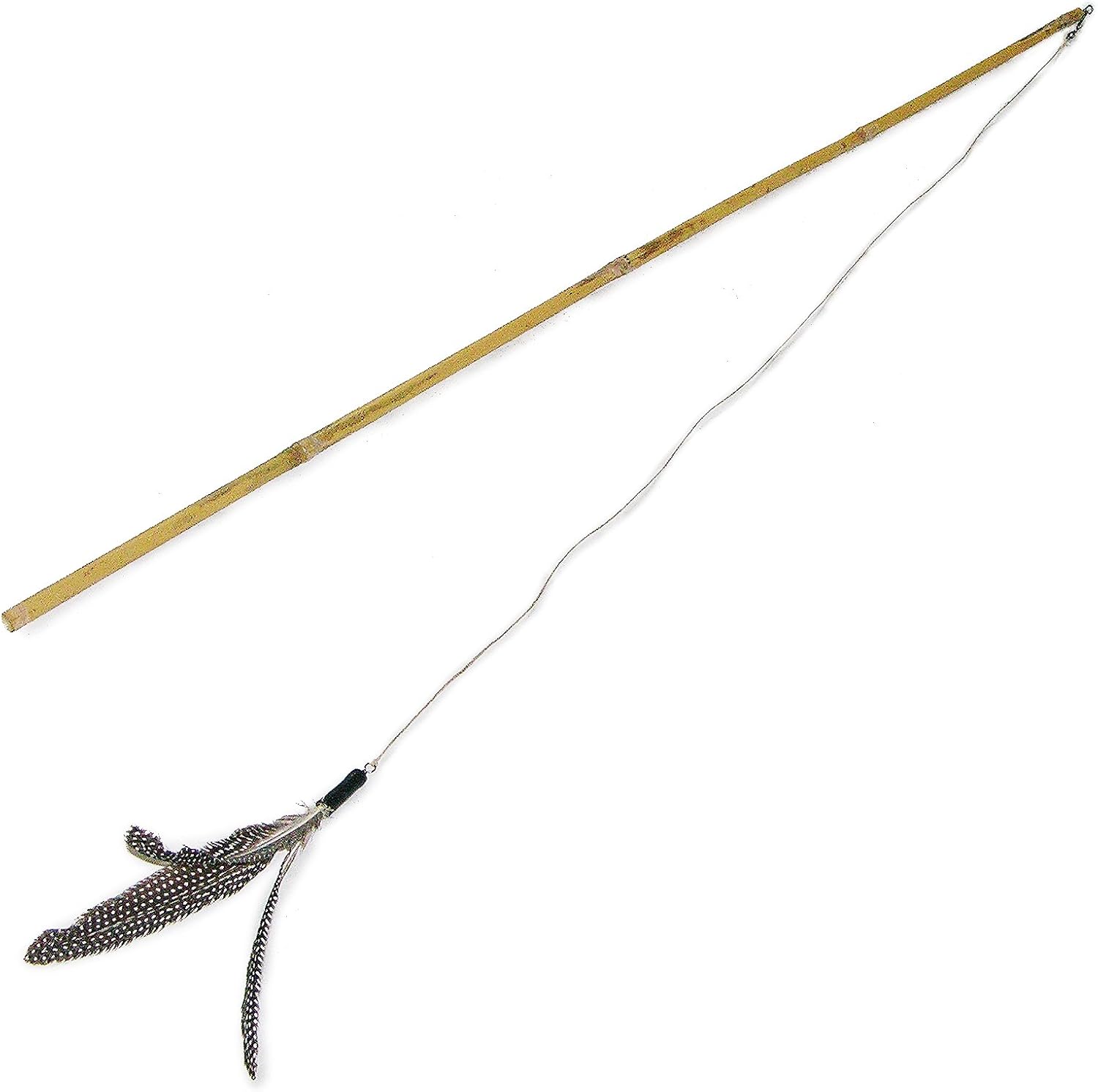 cork & feather cat Chase Toy - Bamboo Wand + Spinning Bird