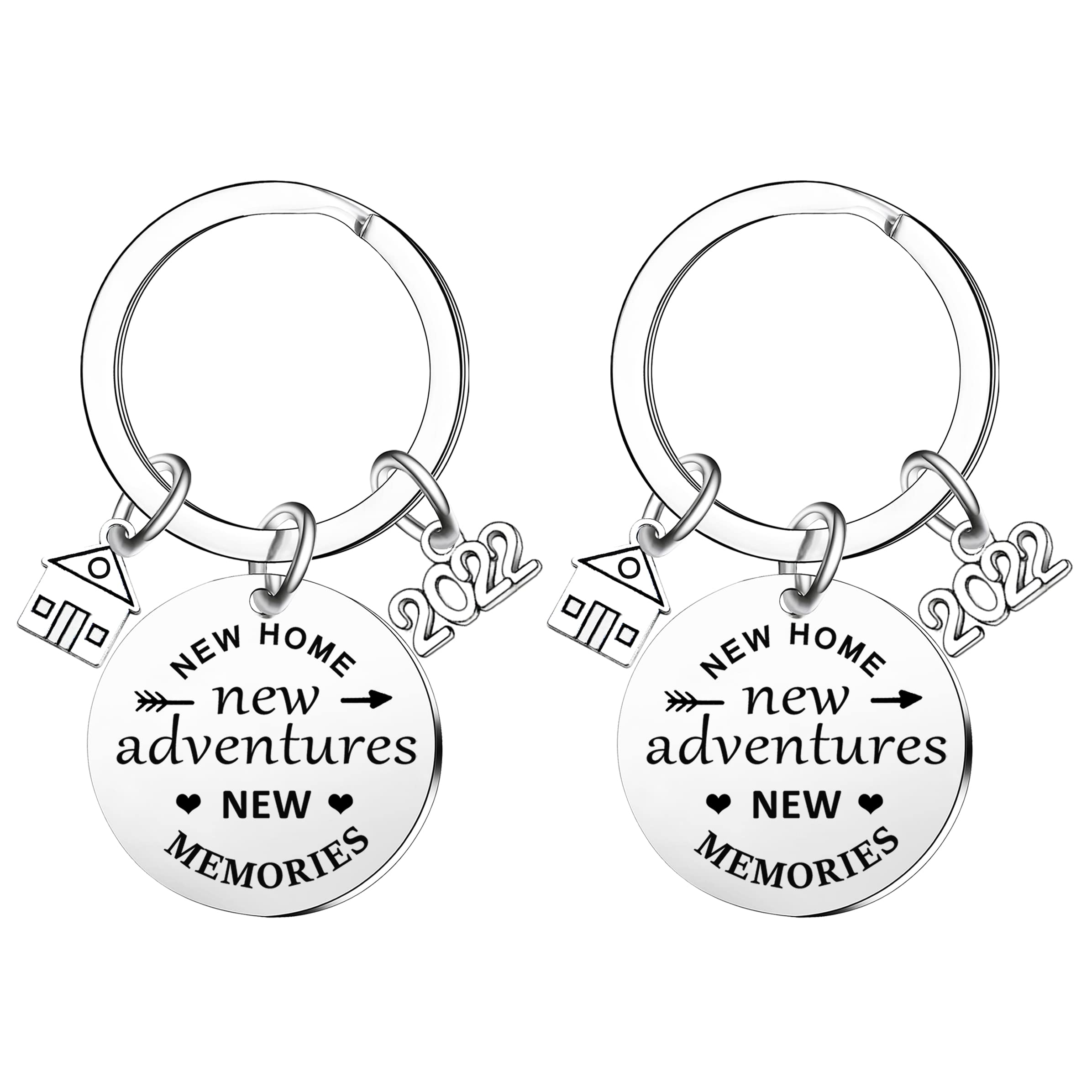 Ghloyza2Pcs New Home Keychain 2024 New Adventures Keyrings Housewarming Gifts For New Homeowner House Keyring