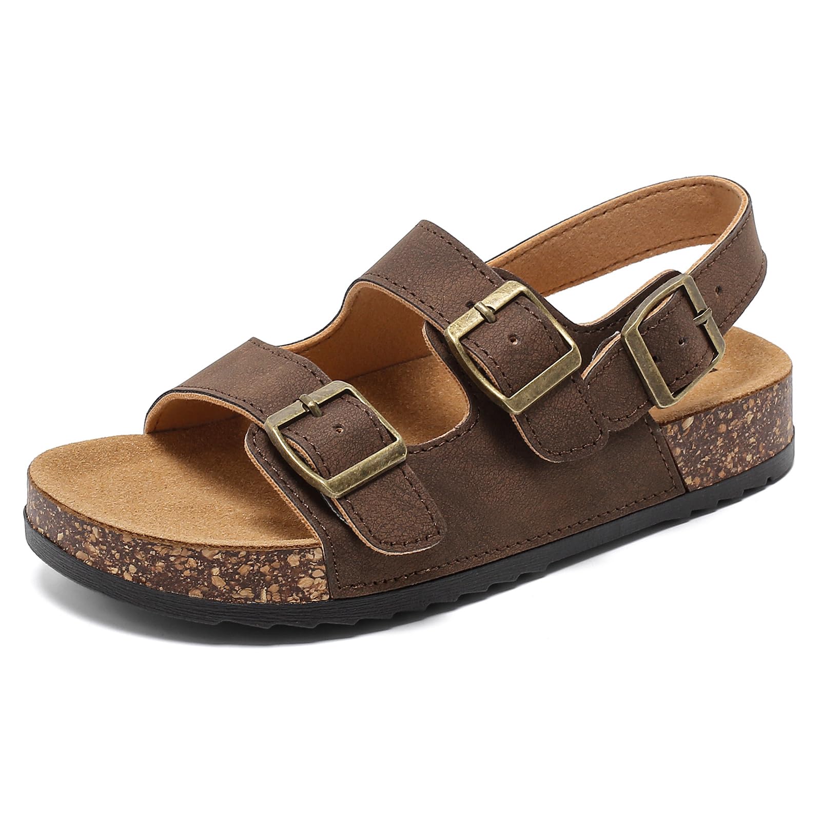 Kids Sandals for Boys and Girls, Cork Footbed with Double Buckles