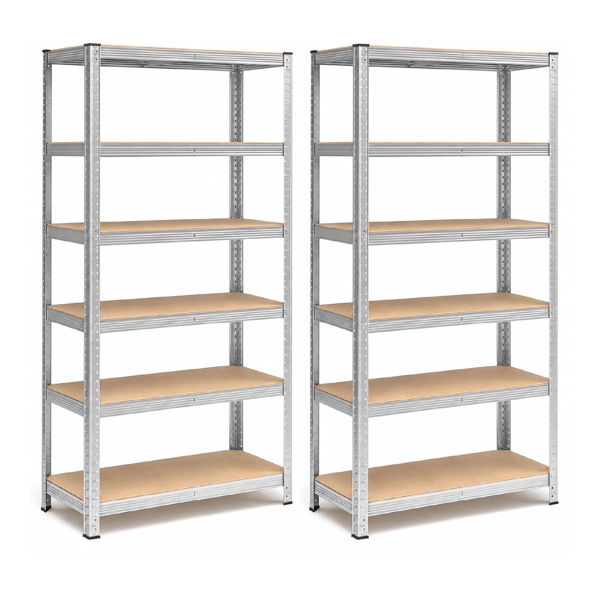 IlGruppone Set 2 Scaffali Metallici Modulari 180x90x40 cm 6 Ripiani in MDF Portata 875 kg Totali Montaggio ad Incastro Scaffalatura Garage Cantina Magazzino Officina Grigio