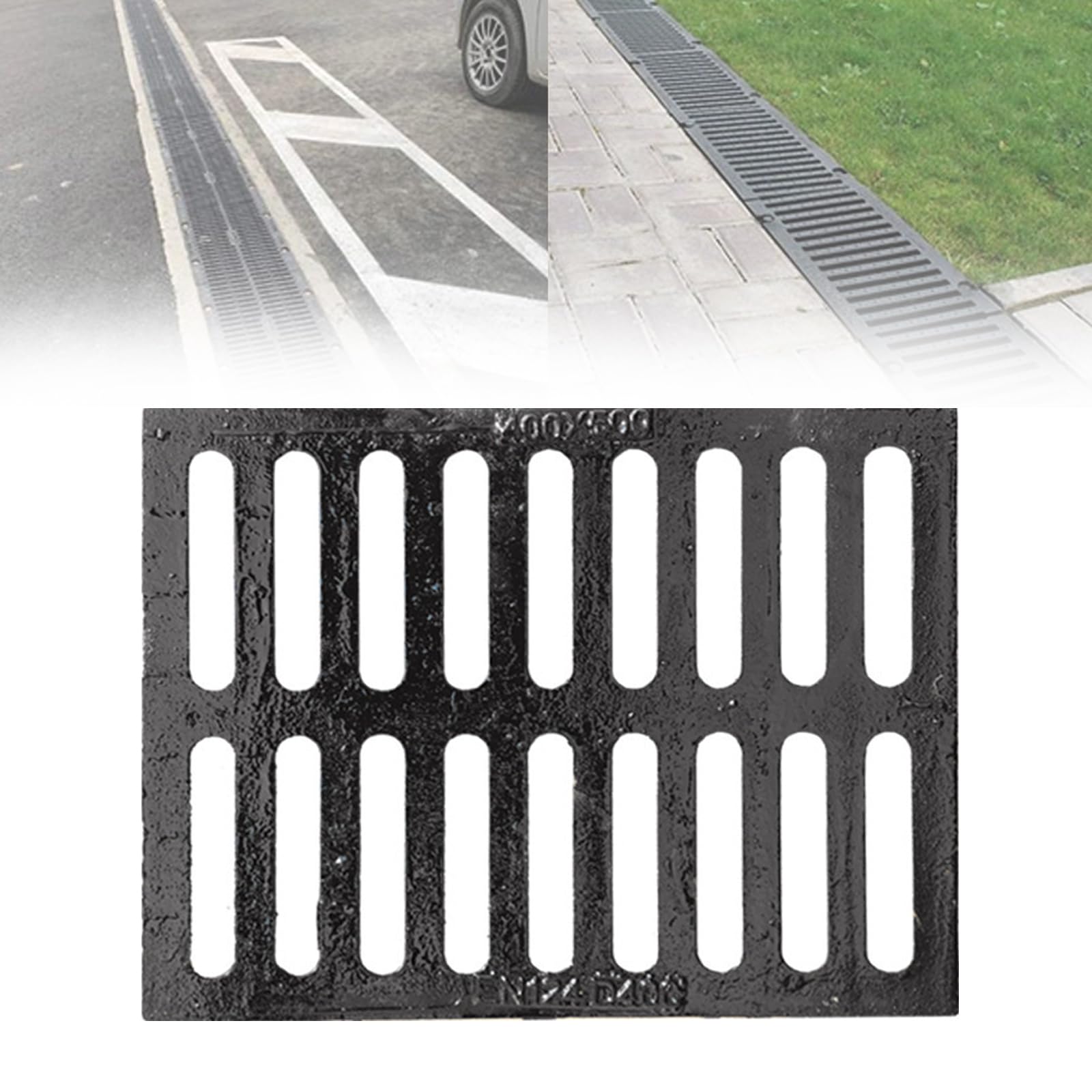 Zuiquity Outdoor Trench Drainage, Cast Iron Sewer Drainage Grates