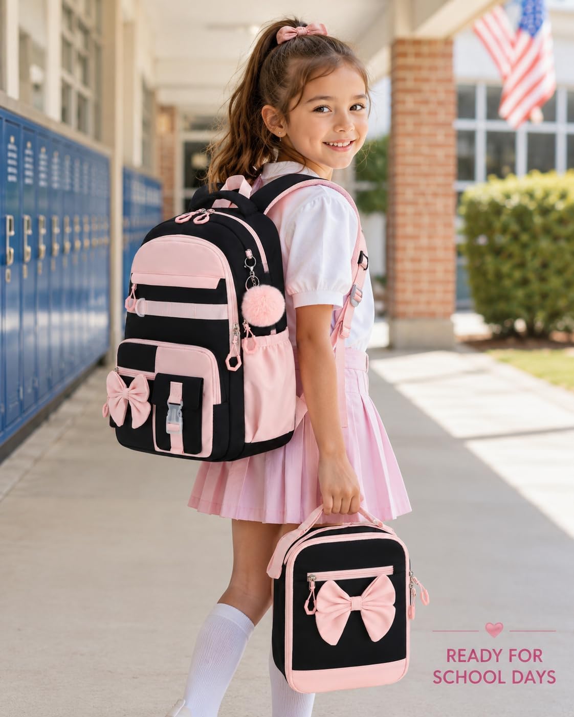 CAMTOP Girls Backpack with Lunch Box & Pencil Case Set, School Backpack for Girls with Large Water Bottle Holder Straps, Waterproof Kids Backpack, Cute Bookbag for Elementary School & Travel image 3
