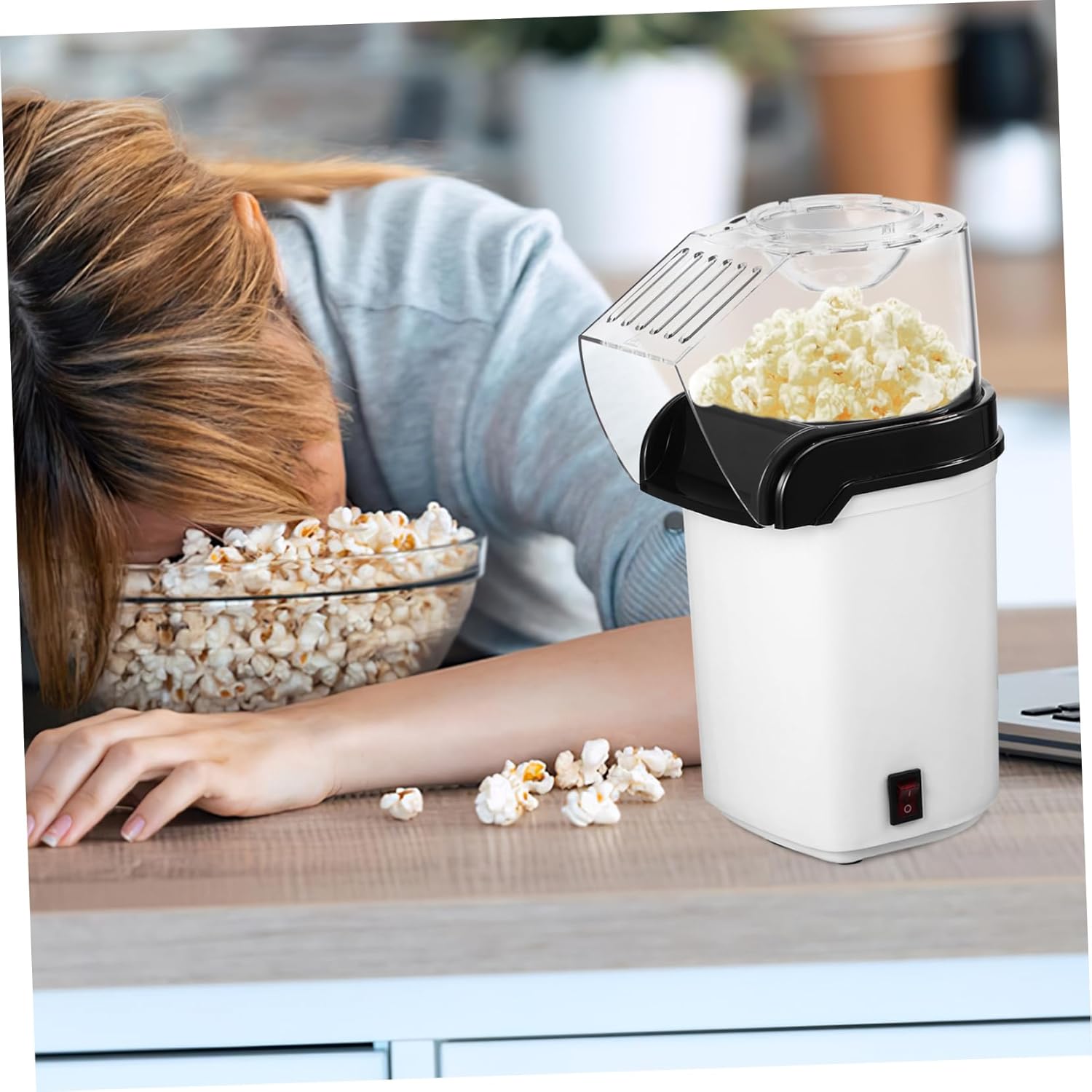 Luxshiny Popcorn Maker Air Operation Space-saving Home Party Easy Cleaning Hot Air Technology