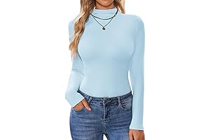 Ekouaer Turtleneck Shirt Women Long Sleeve Slim Fit Top
