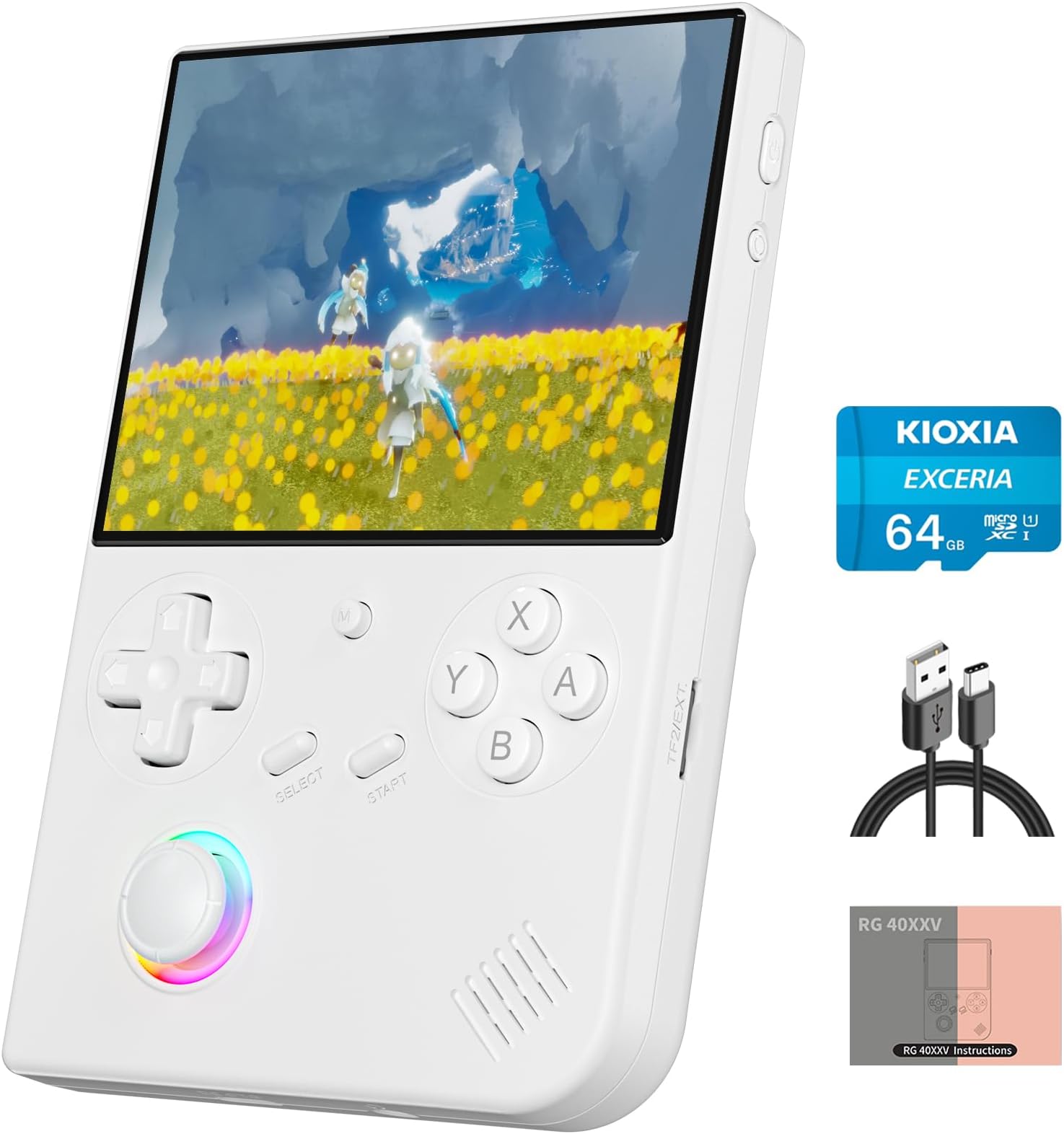 - RG40XX V Linux OS Portable Game Console 64GB Storage 4.0-inch IPS Display H700 Quad-Core Bluetooth 4.2 3200mAh Battery 16M RGB Lighting(White)