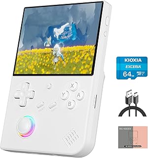 RG40XX V Linux OS Portable Game Console 64GB Storage 4.0-inch IPS Display H700 Quad-Core Bluetooth 4.2 3200mAh Battery 16M RGB Lighting(White)