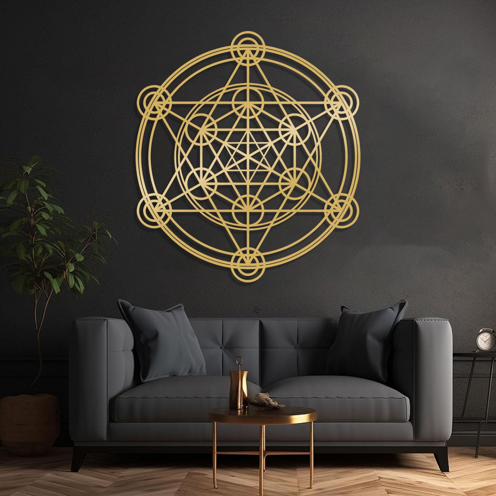 Generisch Wandkunst aus Metall in Form eines Metatron-Würfels, Wanddekoration mit Heiliger Geometrie, Kunst der Blume des Lebens, Metallkunstwerk-Dekoration, Moderne Skulptur, Heimdekoration für