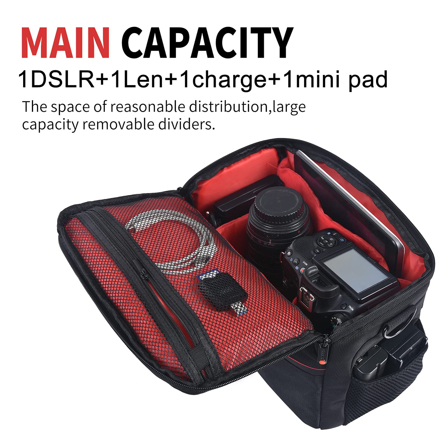 FOSOTO Funda impermeable para cámara DSLR/SLR resistente a los golpes, Negro , large, Funda para cámara