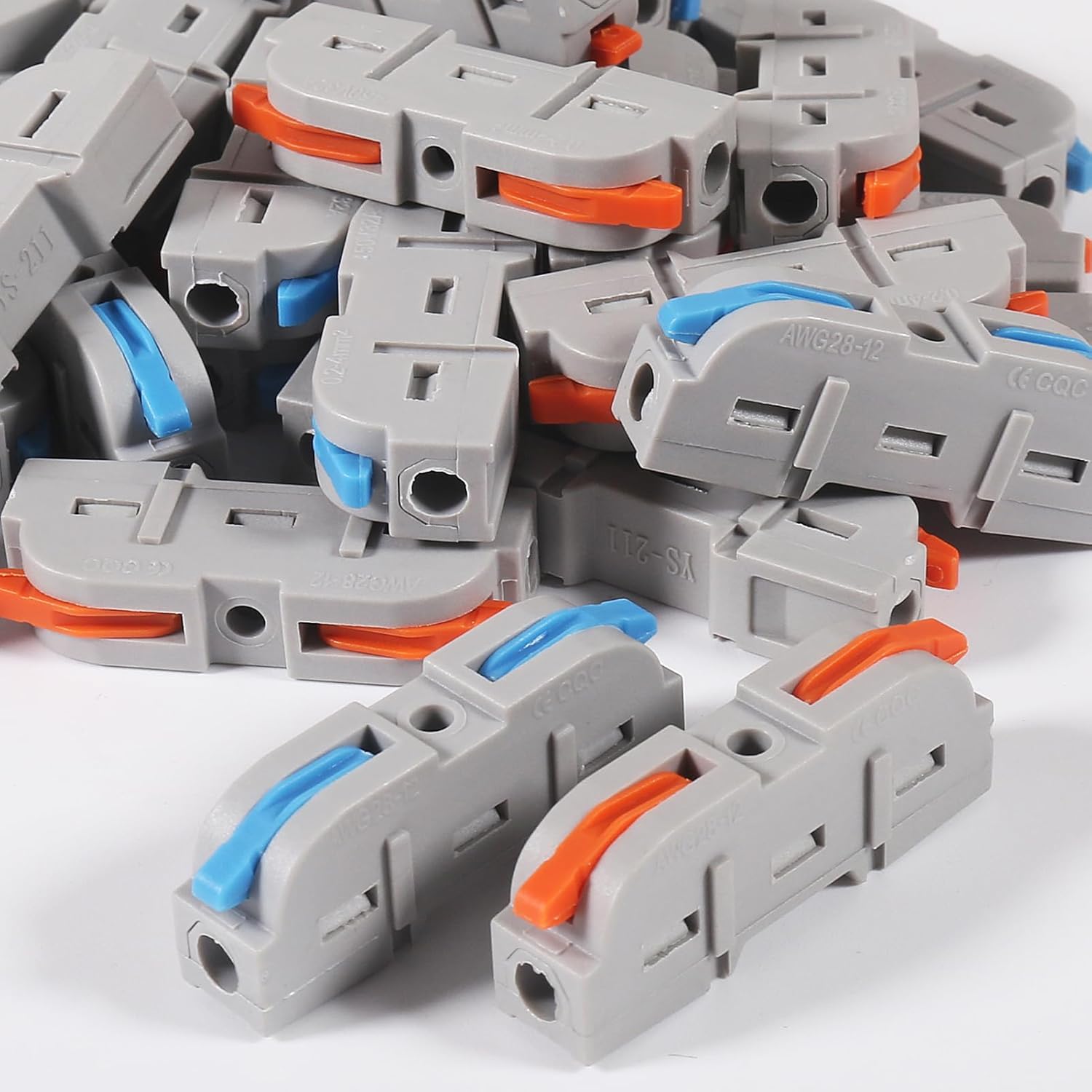 Lever Wire Connectors,30Piece Quick Connect Electrical Splicing Kit for Compact Inline Terminals - 28-12 AWG, 1 in 1 Out (2 Colors)