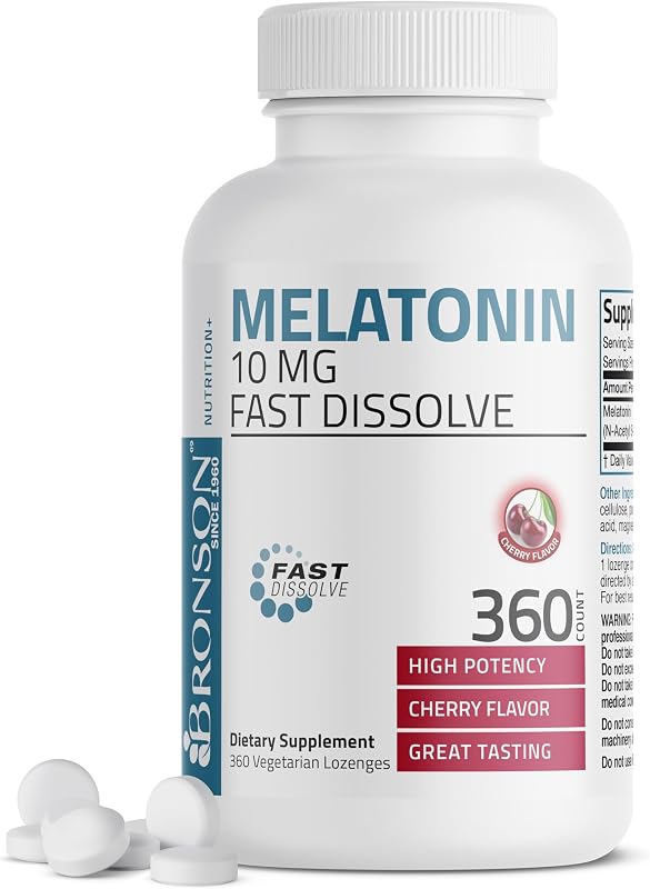 Melatonin 10 mg Sleep Support, Fast Dissolve Cherry, 360 Tablets | Helps You Fall Asleep Faster, Stay Asleep Longer & Wake Refreshed, Relaxation Support, Vegetarian Formula