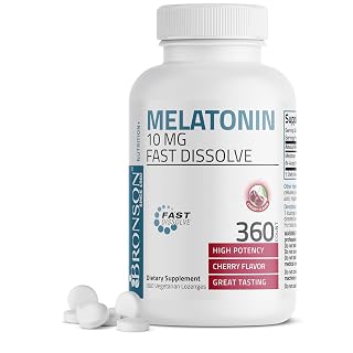 Bronson Melatonin 10mg Fast Dissolve Cherry Flavored Tablets Vegetarian Chewable Lozenges, 360 Count - Amazon product rated Grade A