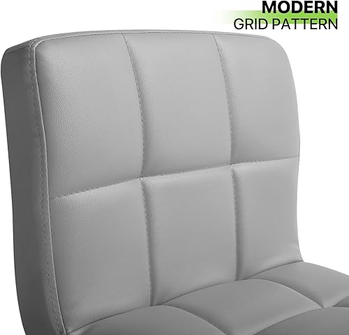 Miniatura 37 de Magshion Juego de 2 taburetes de bar, modernos taburetes de bar giratorios de piel sintética con respaldo, sillas de bar cuadradas ajustables sin