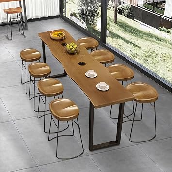 Narrow Bar Table Solid Wood Counter Height Bar Tables Rectangular High Top Table 55" High Top Long Pub Console Tables for Home Coffee Shops Bars Walnut-55.1in