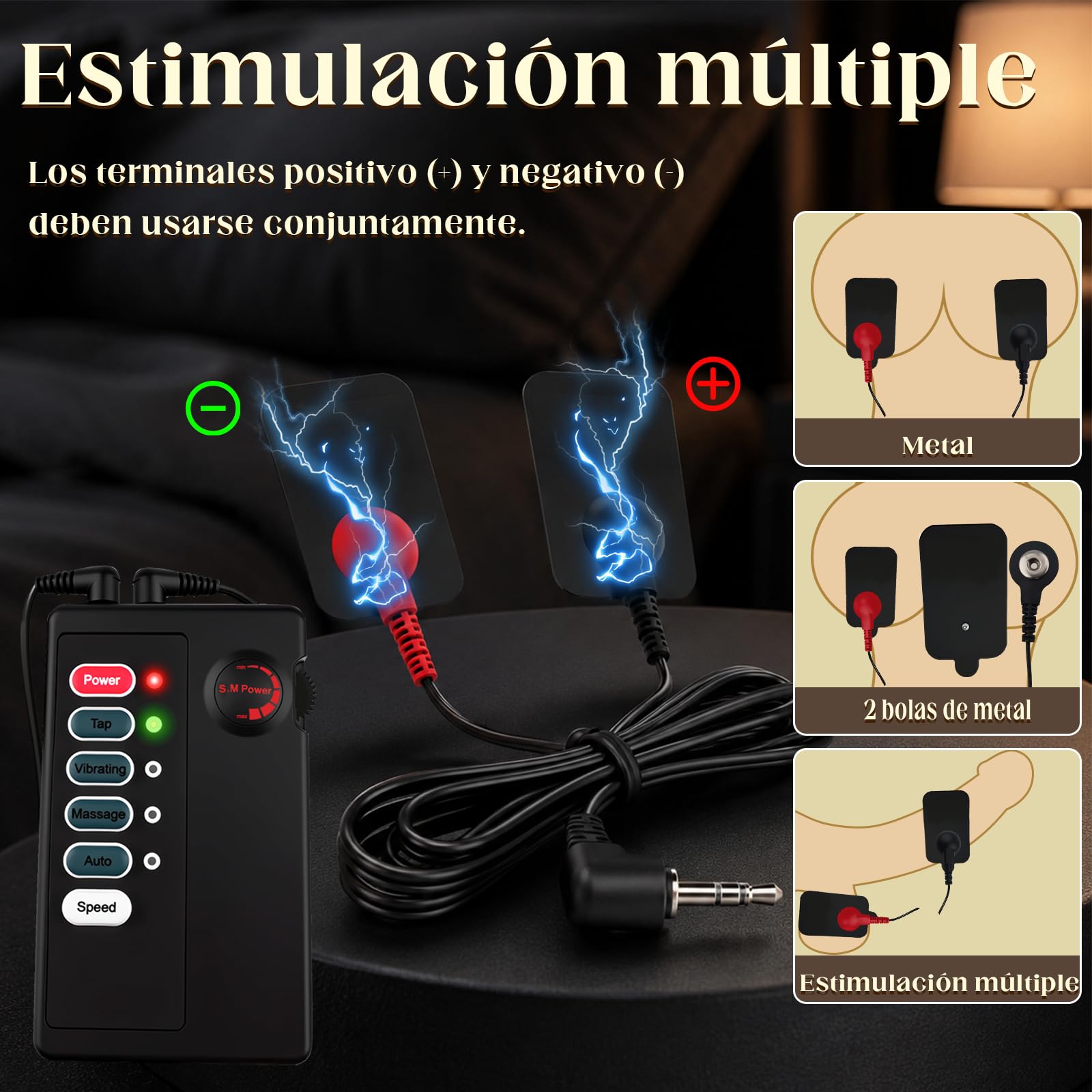 Tapón Anal Eléctrico para Electroestimulación, Anillo para el Pene y Pinza para Pezones, Juguetes de Entrenador Anal, Juguetes Sexuales para Parejas de Mujeres y Hombres