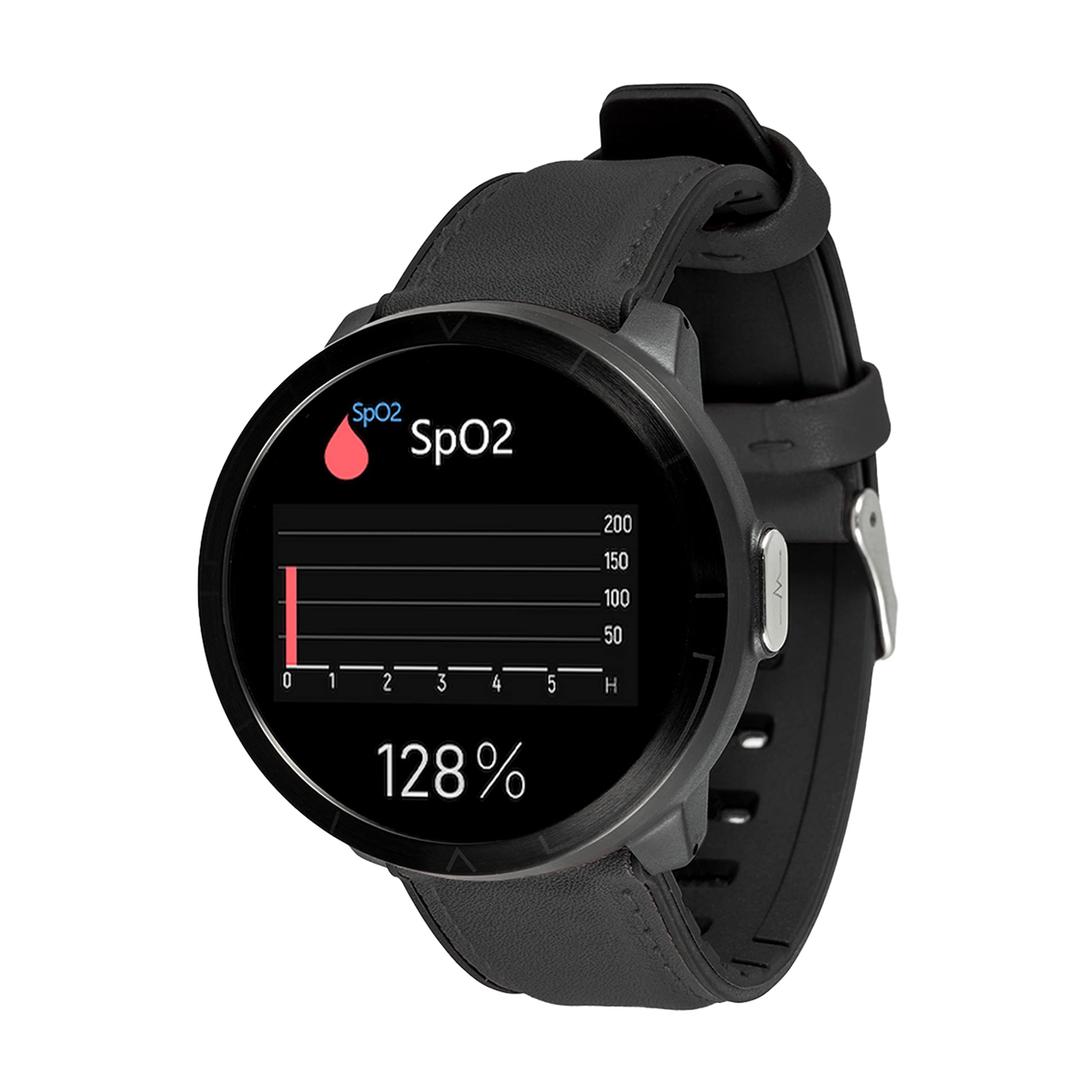 Watchmark WM18, Smartwatch Skórzany, M, Czarny