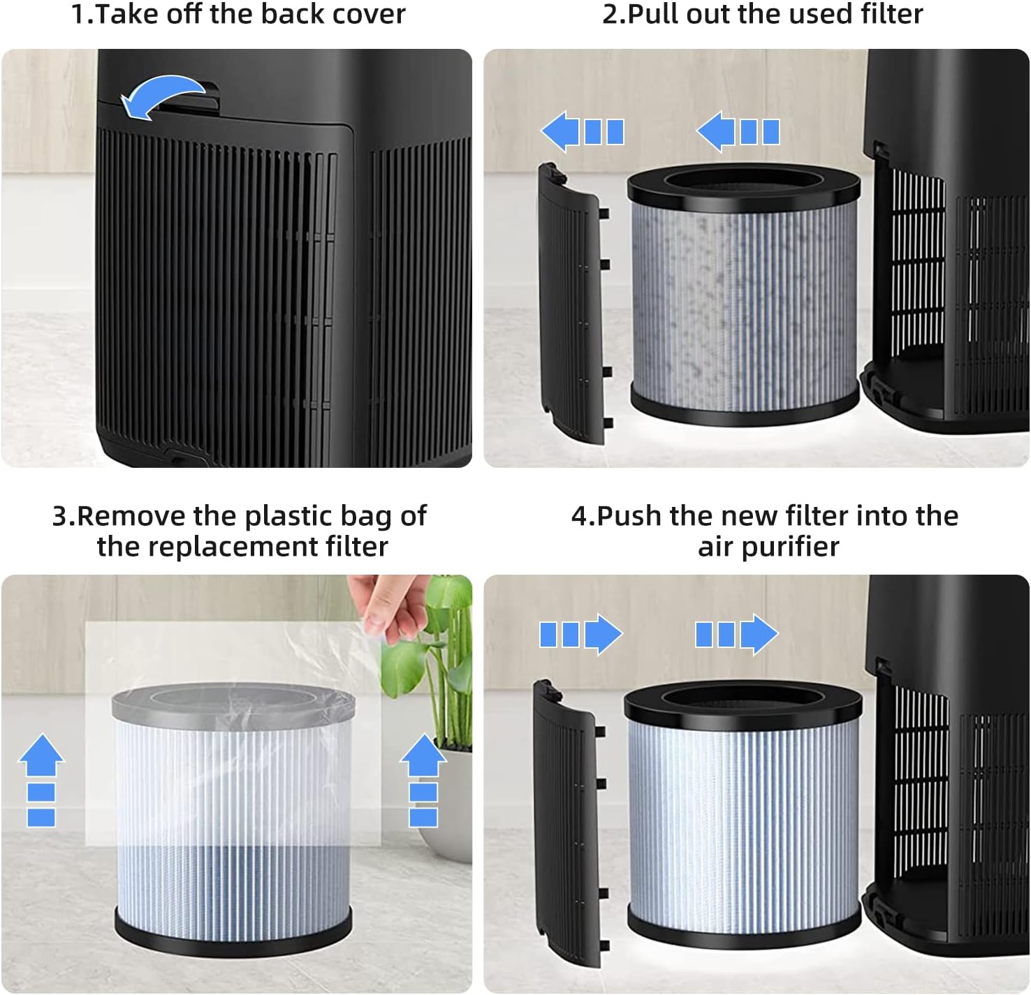 POMORON OFFICIAL MJ002H Replacement Filter, 4-Stage Filtration, High Efficiency HEPA Filter, Activated Carbon, Multi-Layer Filter, FOR MODEL MJ002H Air Purifier, MJ002H-RF(2 Pack) - Image 4