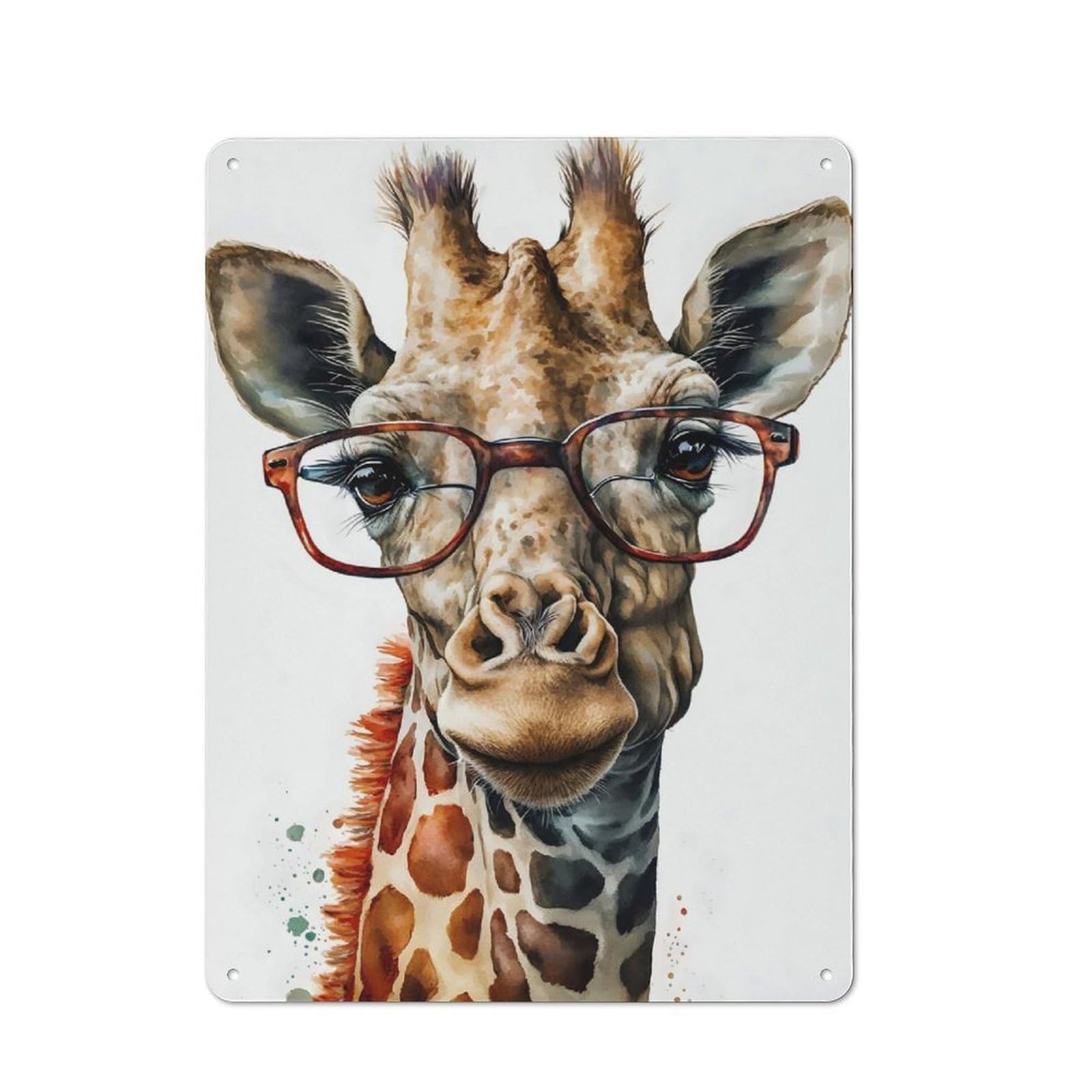 Junmoney Cute Giraffe Decorative Metal Plaque 40X30cm, Garage Style Shed Wall Plaque For Workshop, Basement, Shed Or Games Room