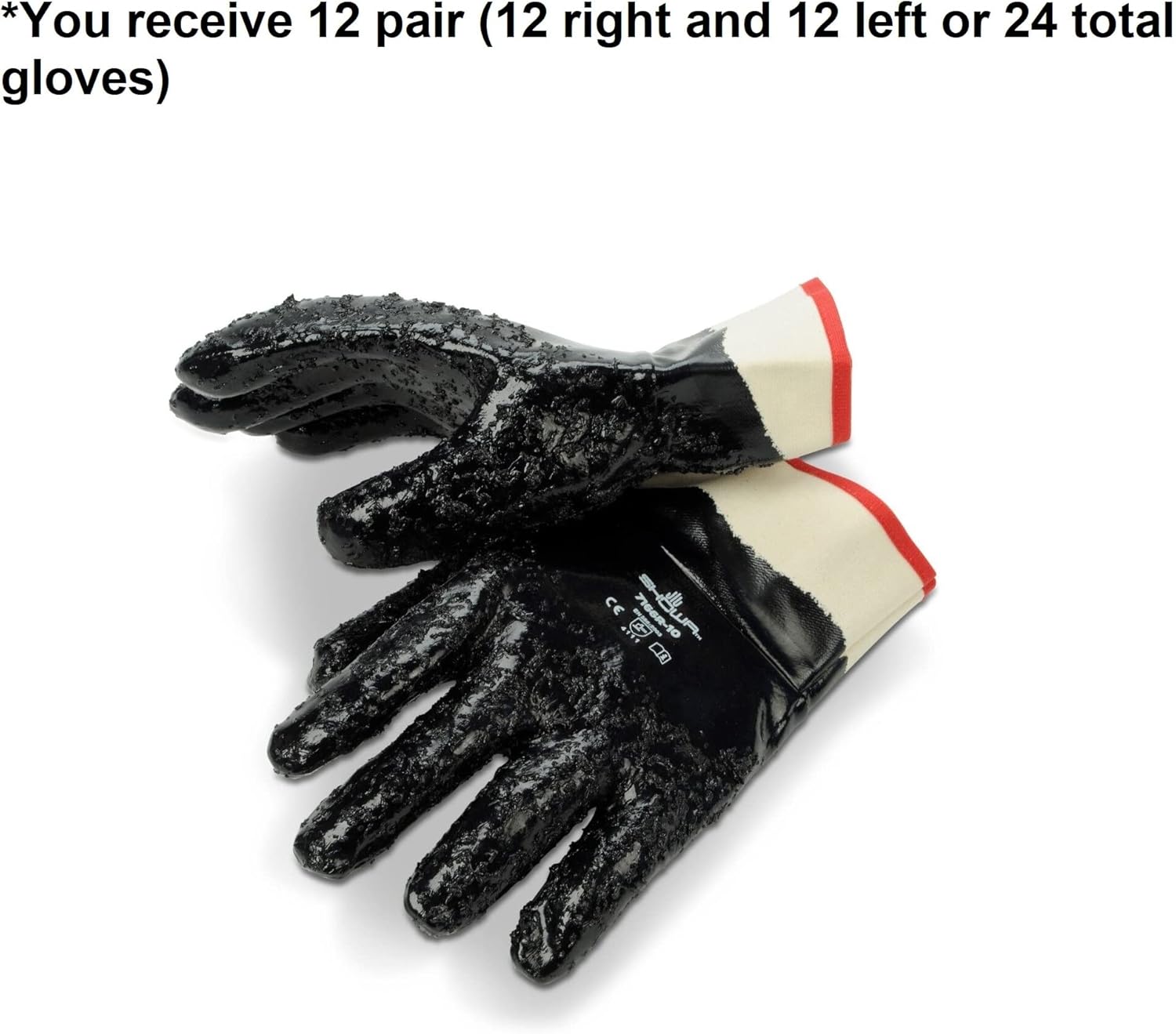 SHOWA 7166 Fully Coated Nitrile General Purpose Work Glove with Cotton Jersey Liner, Smooth Grip