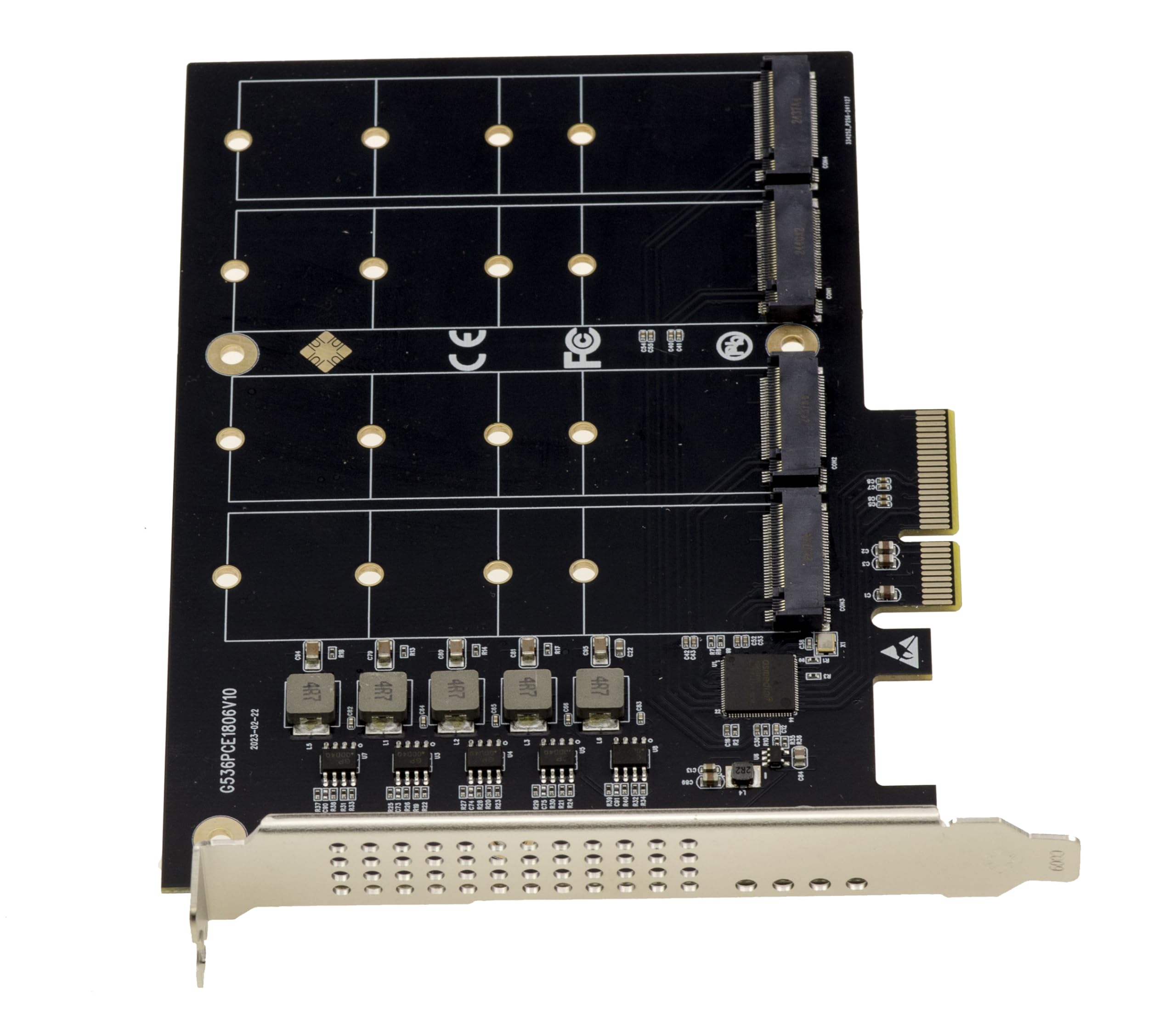 KALEA-INFORMATIQUE Karta kontrolera M2 PCIe 3.0 x4 dla 4 dysków M.2 NVMe M Key SSD Działa bez trybu rozwidlenia