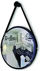 Reduna ESPELHO REDONDO ADNET 40CM PRETO ALÇA PRETA + SUPORTE