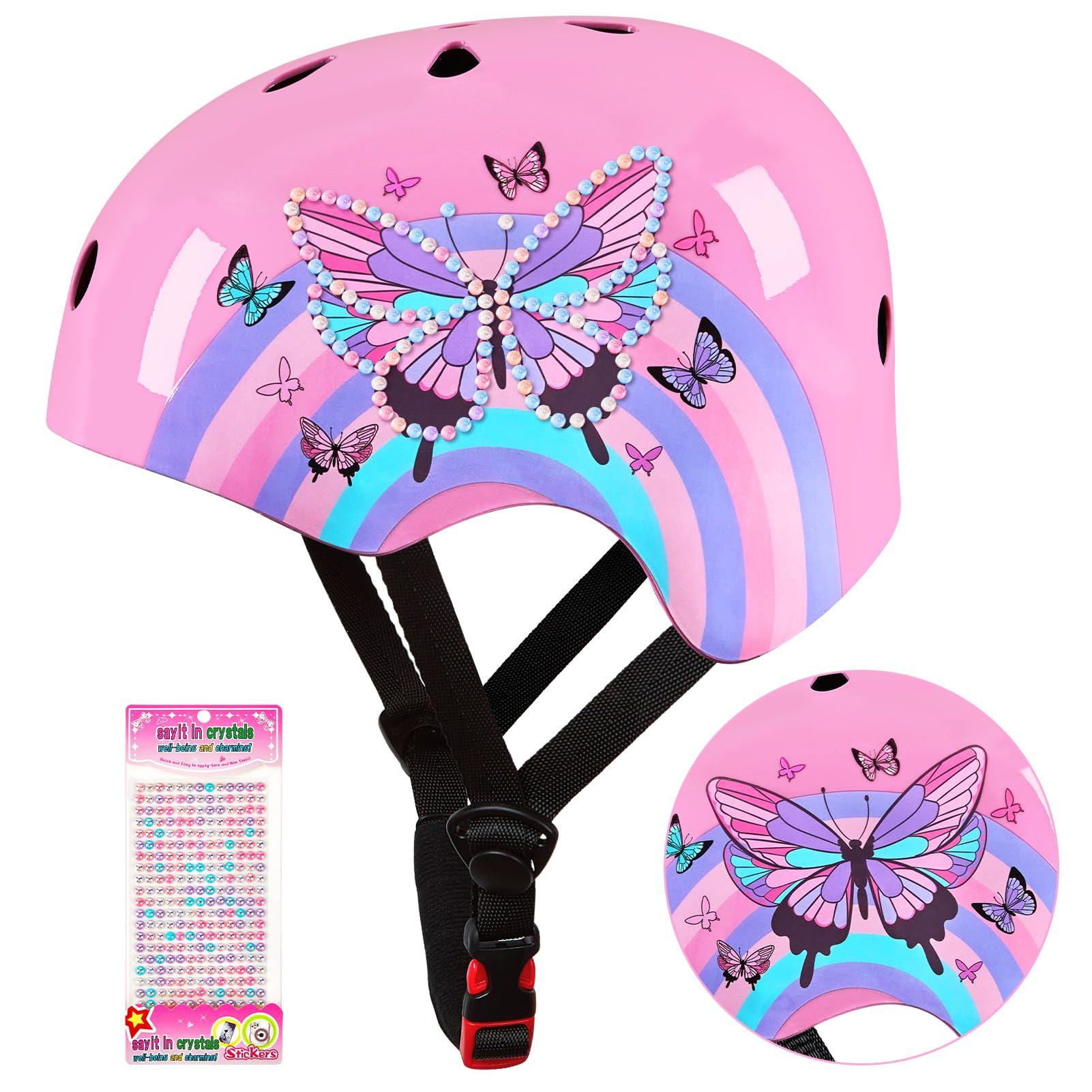 Kids Bike Helmet with DIY Stickers for Girls Ages 3-14