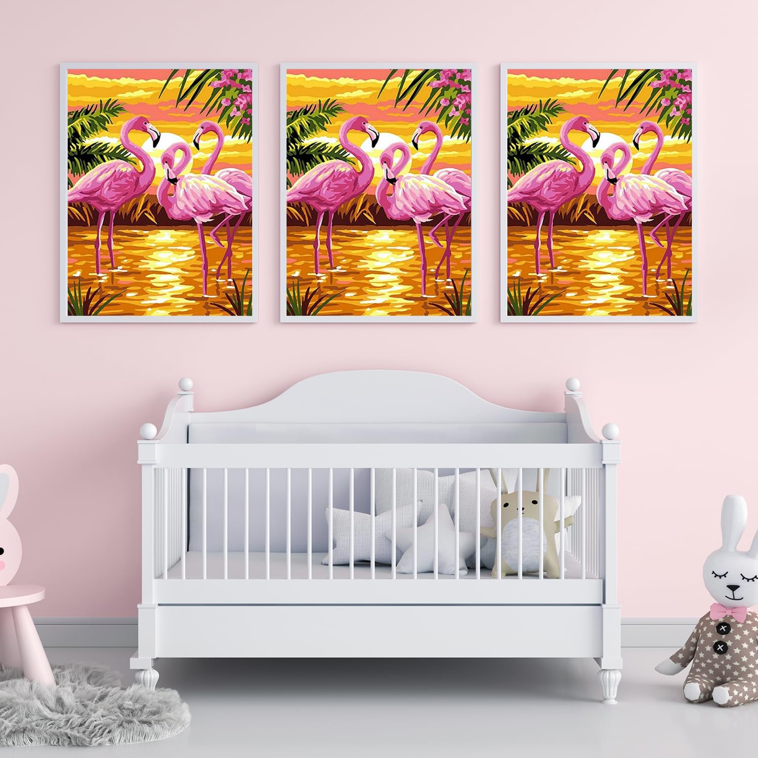Diamond Painting 4 Set 30x40 Cm - Flamingo Tiere Diamant Malerei Full Drill - Entspannendes DIY Hobby