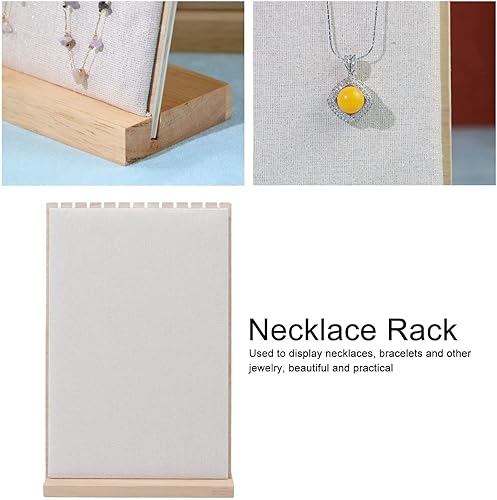 Vista 2 de Cyrank Soporte de exhibición de madera para collares, 12 ranuras, organizador de collares, soporte de mesa, soporte de exhibición de collares