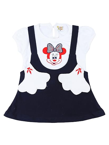 NammaBaby Premium Baby Girls Frock Dress, Dungaree Style Frock - Pack of 1