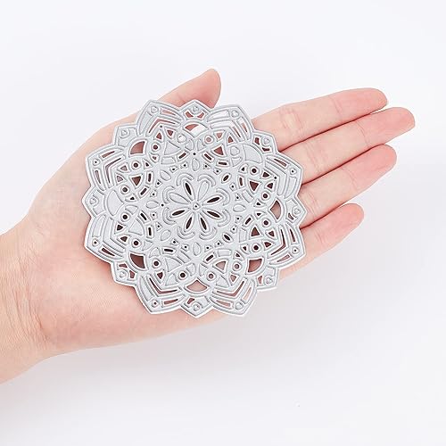 Miniatura 3 de GLOBLELAND Plantillas de corte de flores de mandala de metal, 4 unidades, para álbumes de recortes, álbumes de manualidades, decoración de