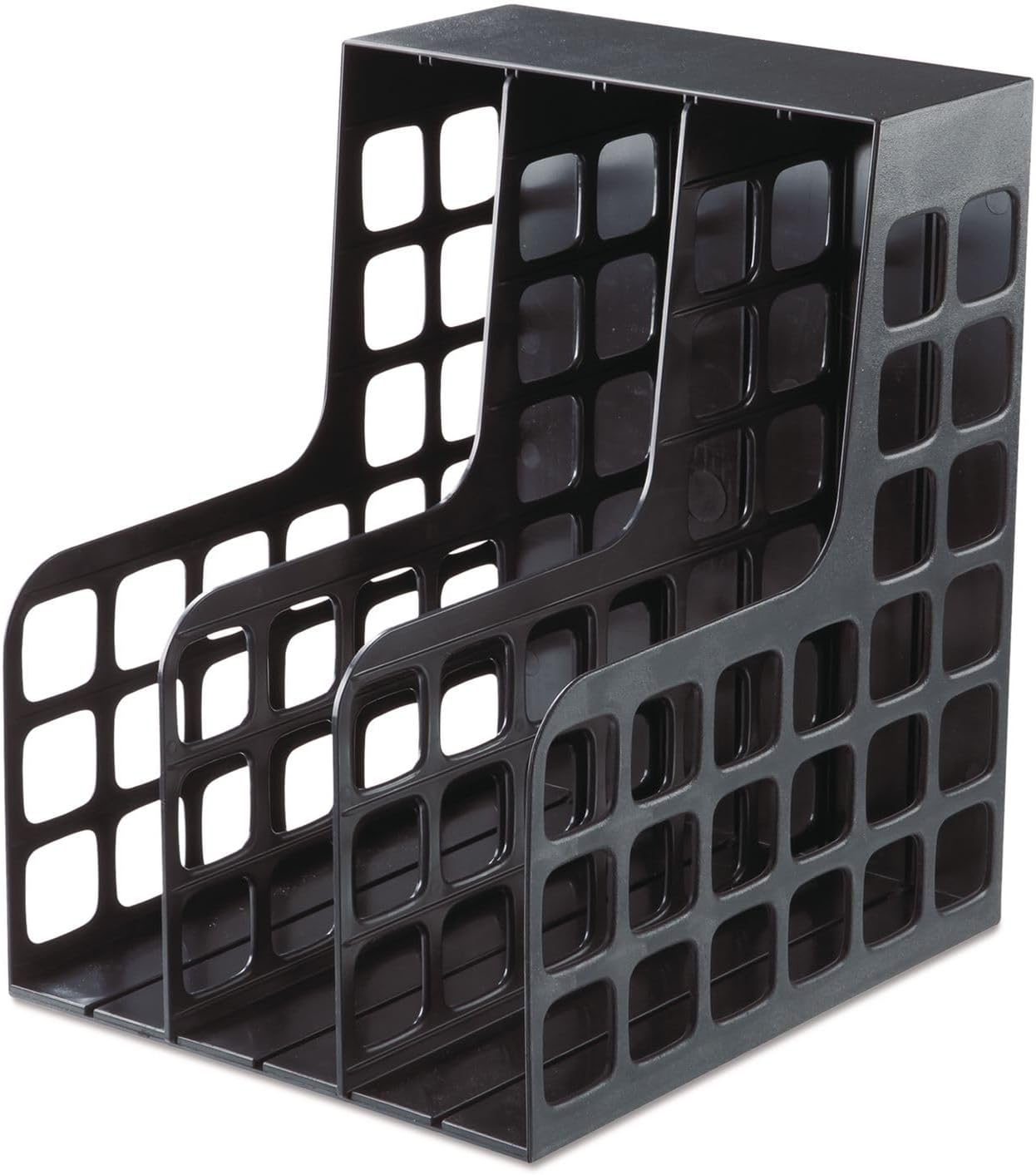 Oxford Decorack Plastic Magazine File, 2 Dividers, Black, 9W x 10-5/8D x 12H, 1 per Box (23004EE)
