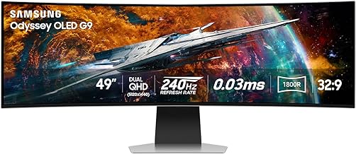 49" Odyssey OLED G9 (G95SC) Series Curved Smart Gaming Monitor w QD-OLED, 240Hz, 0.03ms, AMD Freestyle Premium Pro, G-Sync Compatible, Dual QHD, Neo Quantum Processor Pro, LS49CG954SNXZA