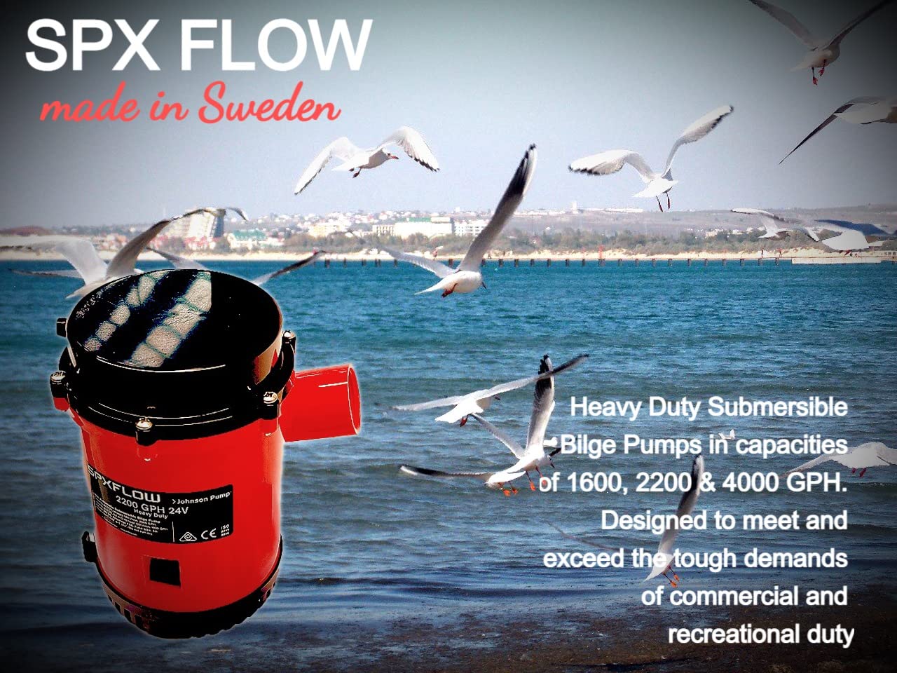 SPX FLOW L2200 Lenzpumpe 12V Johnson Pumpe 120 l/min Heavy Duty Bildge-Pumpe, Bootspumpe, Schiffspumpe, Yachtpumpe