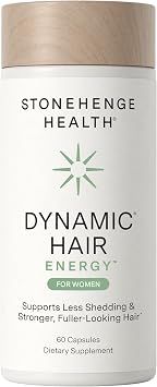 Stonehenge Health Dynamic Hair Energy for Women Hair Growth Supplement with Saw Palmetto, Spermidine, Biotin, Iron & Tocotrienols Supports Thicker Hair with Less Shedding 60 Capsules