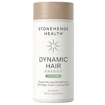 Stonehenge Health Dynamic Hair Energy for Women Hair Growth Supplement with Saw Palmetto, Spermidine, Biotin, Iron & Tocotrienols Supports Thicker Hair with Less Shedding 60 Capsules