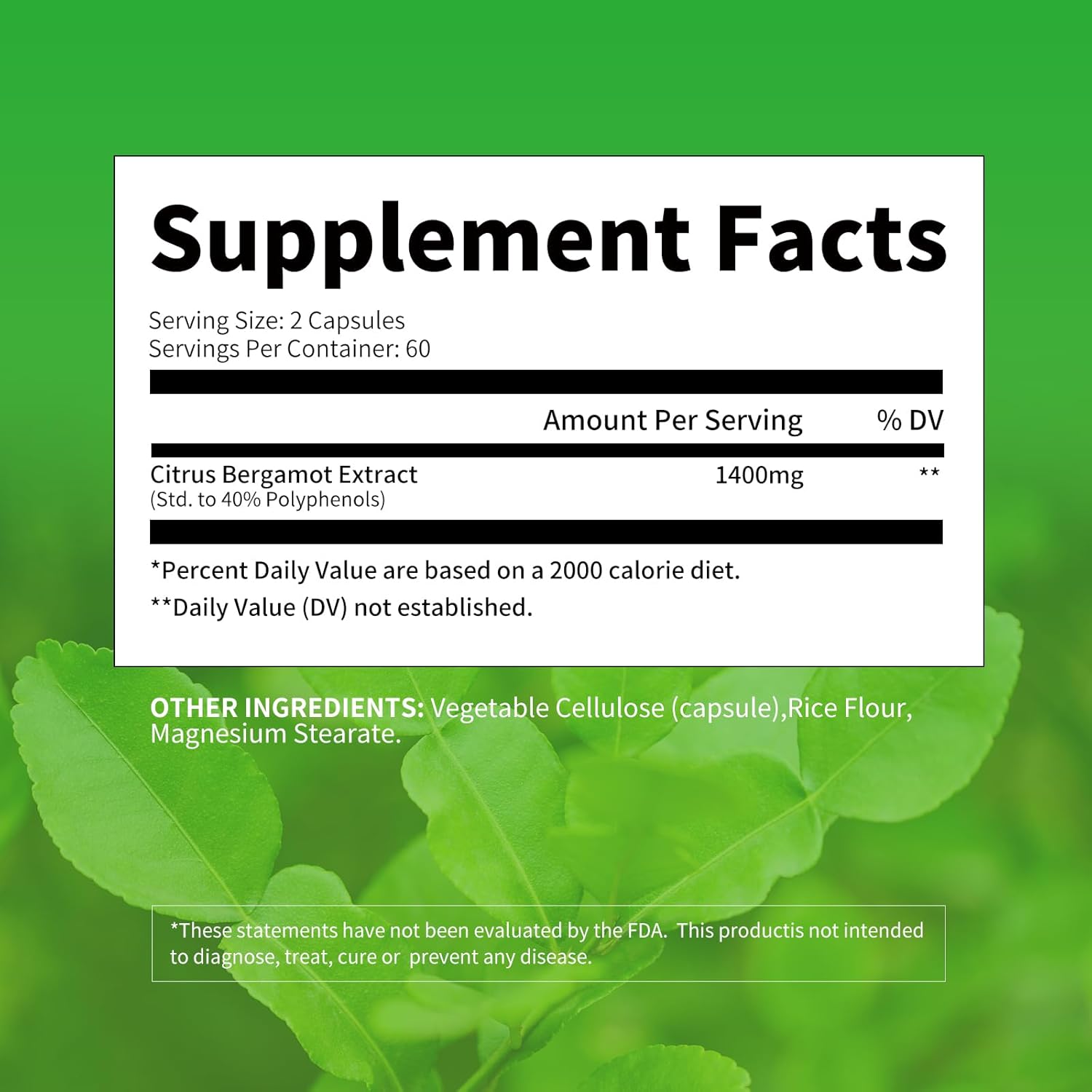 Organic Citrus Bergamot 1400mg, 120 Capsules -Citrus Bergamia - Essential Oil and Citrus Bioflavonoids - Natural Heart Health Supplements for Women and Men - Non-GMO Pills - Image 7