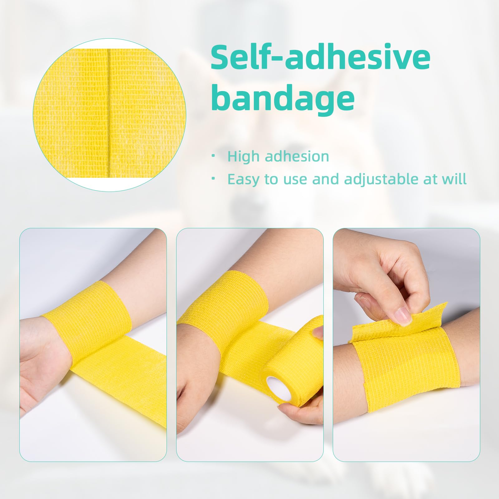 Carehabi Benda Elastica Autoadesiva, 10 Rotoli 7.5cm x 4.5 m Bendaggio per Animali Domestici, Benda Non Tessuto Traspirante per Polso, Caviglia, Dita, Ginocchio