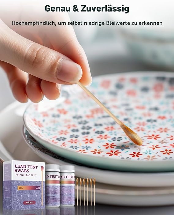 Pawfly 60 Pieces Lead Test Kit for Dishes (Dip in Water to Use) Instant Lead Test Swabs with Results in 30 Seconds Rapid Home Lead Testing Kit for Ceramic Metal Toy Jewellery & Wood