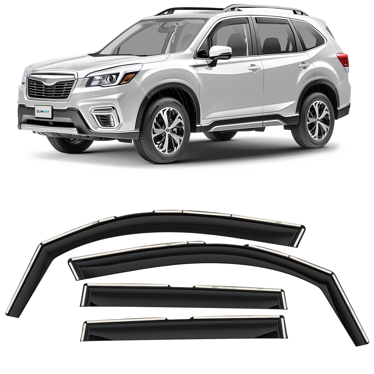 CLIM ART in-Channel Incredibly Durable Rain Guards for Subaru Forester 2019-2024, Original Window Deflectors, Vent Window Visors, Vent Deflector, 4 pcs. - 619347