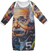 CHIFIGNO Sushi Black Boy Cotton Baby Night Gowns 0-3 Months, Newborn Girl Clothes for Hospital