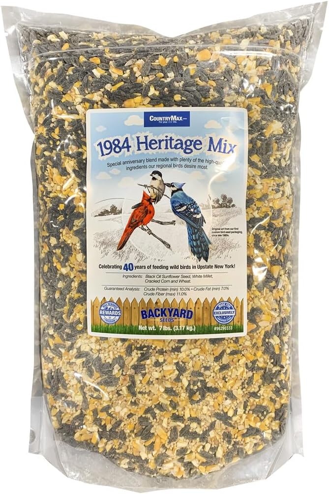 CountryMax Backyard Seeds 1984 Heritage Mix – Premium Bird Seed Blend with Black Oil Sunflower, White Millet & Cracked Corn – Wild Bird Food for Cardinals, Finches, Chickadees & More (14 Pounds)