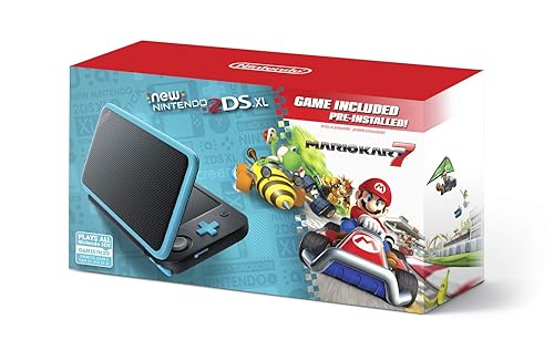 New Nintendo 2DS XL - Black Turquoise With Mario Kart 7 Pre-installed - Nintendo 2DS