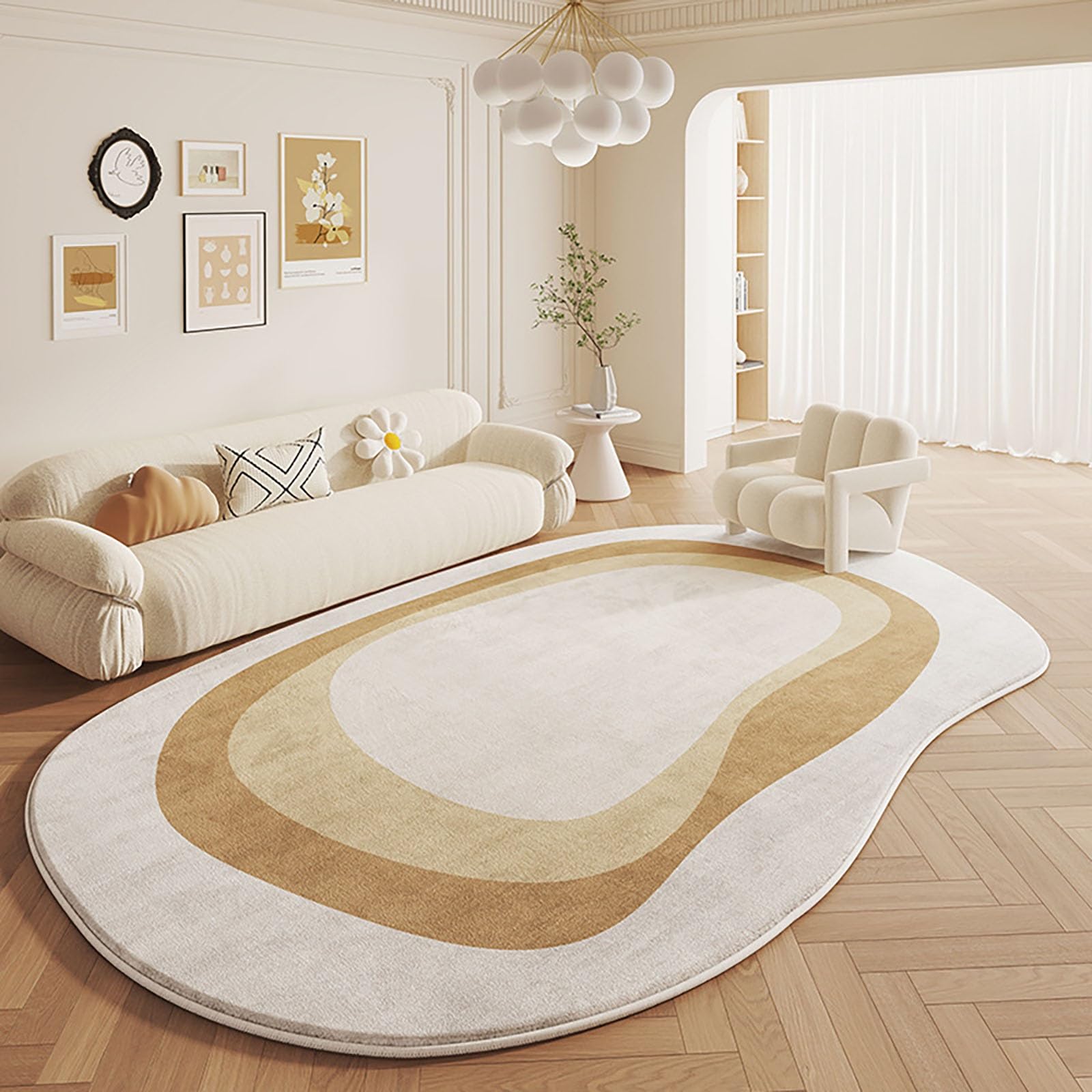 Tapis de couleur irrégulière brun foncé 120x180cm grand format pour habiller le sol du salon
